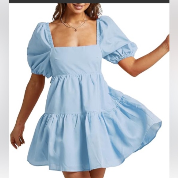 Nasty Gal Dresses & Skirts - Nasty Gal Light Blue Puff Sleeve Dress